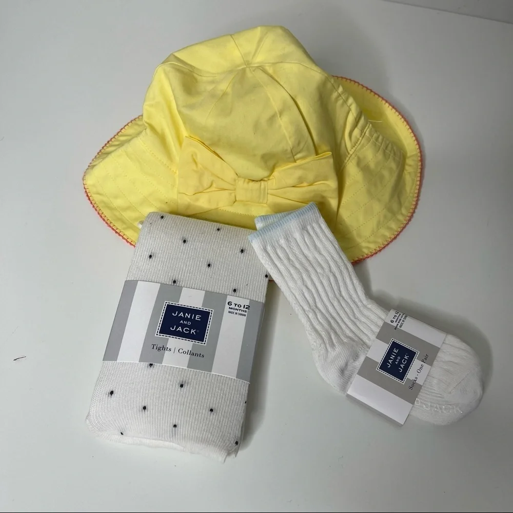 Janie and jack girls socks and hat